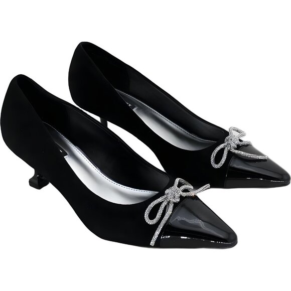 Nine West Wendon Brida Bow Kitten Heel Pumps Black Suede Women's US 9M - Picture 4 of 6